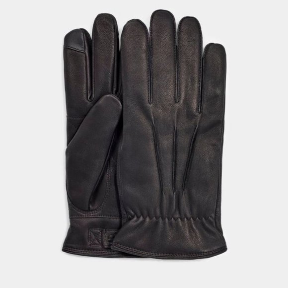 NWOT UGG Black 3-Point Leather Gloves M - Picture 3 of 6